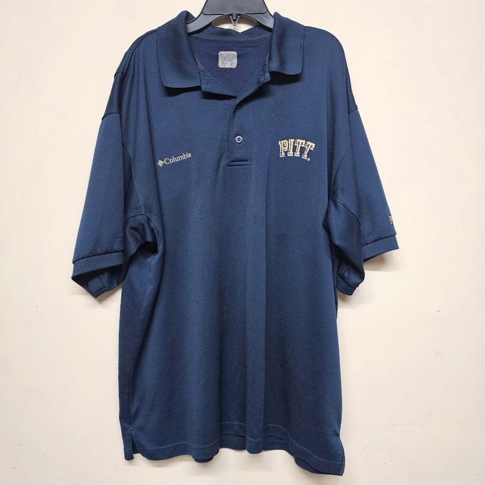 Columbia‎ PITT Panthers Navy Polo Shirt Men's Large Short Sleeve College